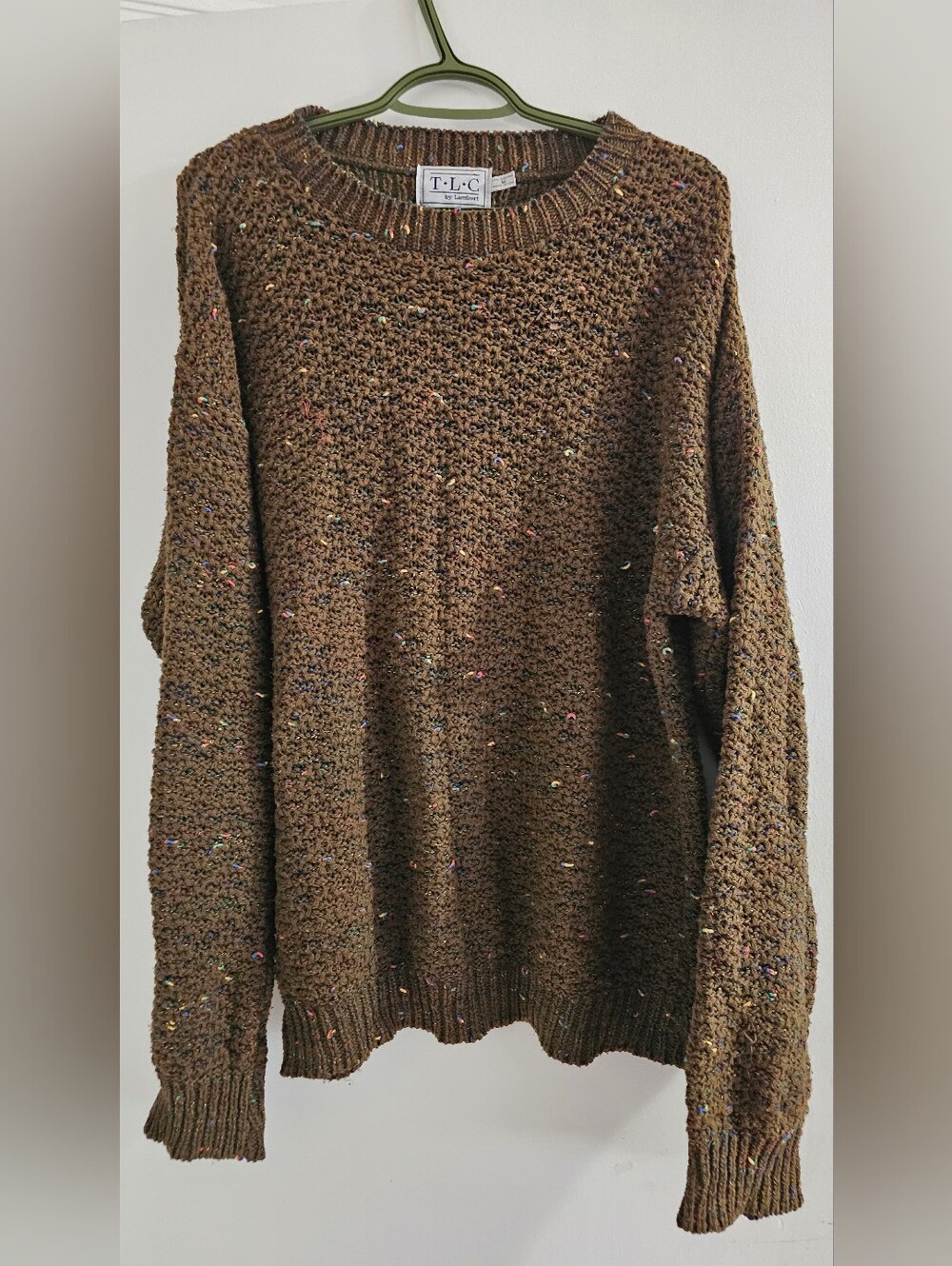 Vintage TLC by Lambert Marled Multicolor Confetti Knit Cotton Crewneck Sweater M